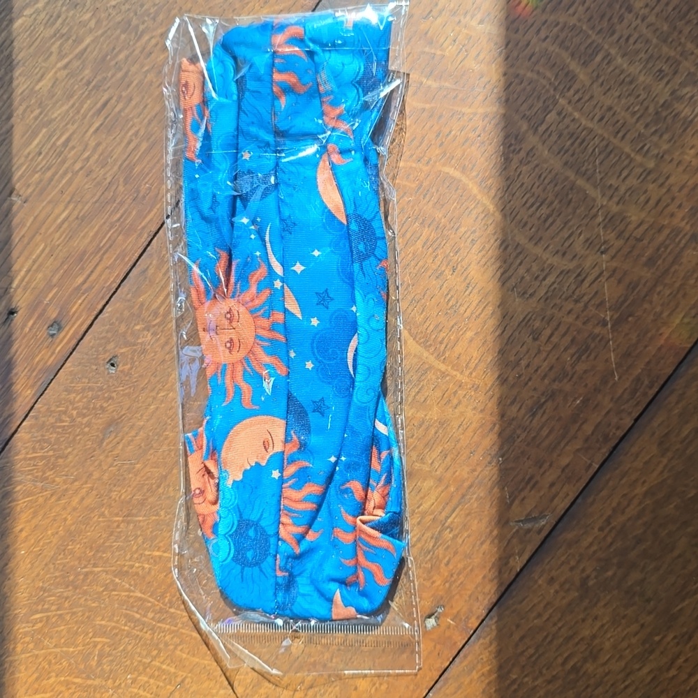 Stylish Celestial Teal-Blue and Orange Hairband NWT - Picture 2 of 2